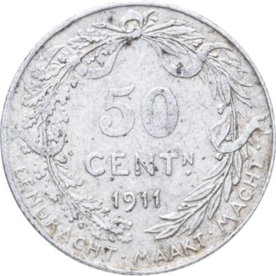 купить Бельгия 50 сантимов (centimes) 1911 Надпись на голландском - 'ALBERT KONING DER BELGEN'