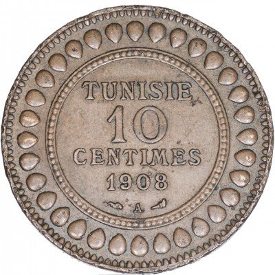 купить Тунис 10 сантимов 1908