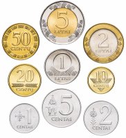 Купить Литва 9 монет 1991-2013 (полный набор монет в обращении, UNC)