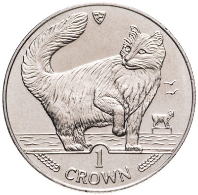 купить Остров Мэн 1 крона (crown) 1991 "Кошки - Норвежская лесная кошка"