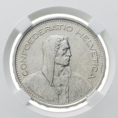 купить 5 франков 1966 Швейцария в слабе ННР MS62