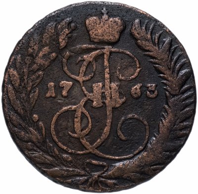 купить 2 копейки 1763 ММ (Перечекан из 4 копеек "Барабаны")