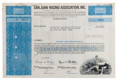 купить Акция США SAN JUAN RACING ASSOCIATION, INC, 1980 г.