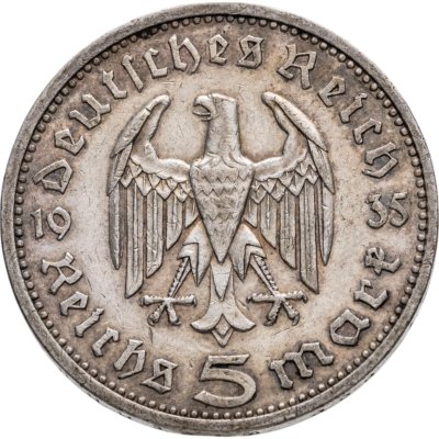 купить Германия, Третий рейх, 5 рейхсмарок (reichsmark) 1935 E Гинденбург