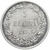 Купить 1 марка (markka) 1874 S, монета для Финляндии