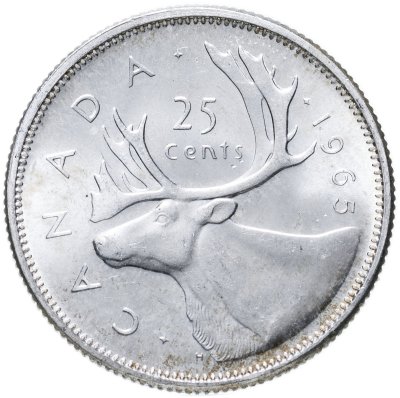 купить Канада 25 центов (cents) 1965-1966, случайная дата