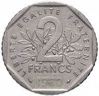 купить Франция 2 франка (francs) 1979-1998, случайная дата