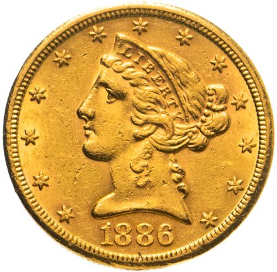 купить США 5 долларов (dollars) 1886 Половина орла, знак монетного двора: "S" - Сан-Франциско