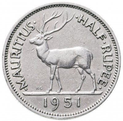 купить Маврикий 1/2 рупии (rupee) 1951