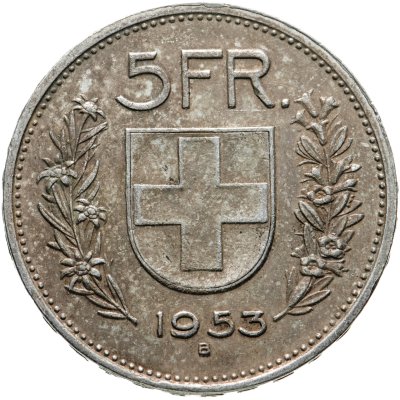 купить Швейцария 5 франков (francs) 1953
