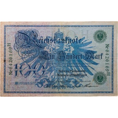 купить Германия 100 марок 1908 зеленая печать