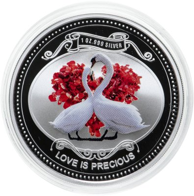 купить Ниуэ 2 доллара 2010 Proof «Любовь навсегда. Лебеди» в футляре с сертификатом