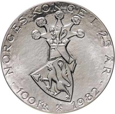 купить Норвегия 100 крон 1982 "25-летие правления короля Улафа V"