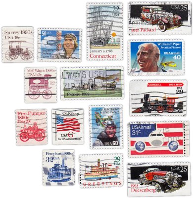 купить США набор из 15 марок "Транспорт. Авто и Авиа"