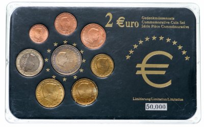 купить Люксембург набор из 8 монет евро 2004-2006 в футляре