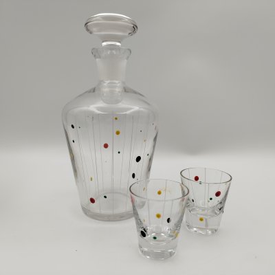 купить Набор из штофа и 2 стопки, стекло, роспись, Чехословакия, 1960-1980 гг.