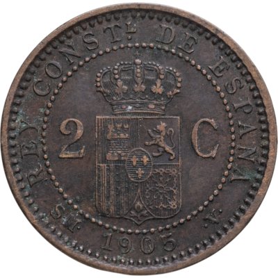 купить Испания 2 сентимо (centimos) 1905