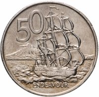 Купить Новая Зеландия 50 центов (cents) 1976-1984 Молодая королева (крупный тип)