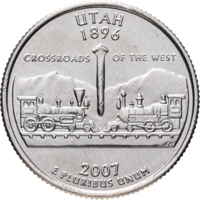 купить США 25 центов (квотер, 1/4 доллара, quarter dollar) 2007 D Юта (Utah) знак монетного двора "D" - Денвер
