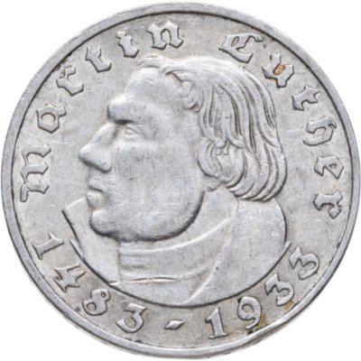 купить Германия (Третий рейх) 2 рейхсмарки (reichsmark) 1933 E 450 лет со дня рождения Мартина Лютера