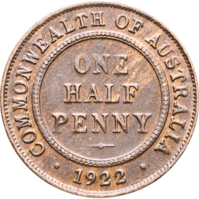купить Австралия 1/2 пенни (penny) 1922