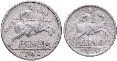 купить Испания, набор из 2 монет 1945 года