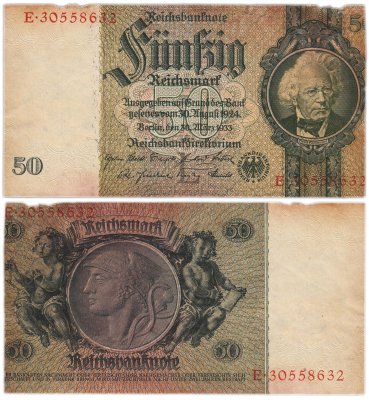 купить Германия 50 рейхсмарок 1933 (Pick 182)
