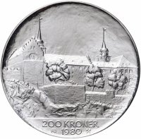 Купить Норвегия 200 крон 1980 "35 лет освобождению Норвегия"