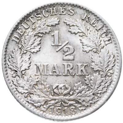 купить Германия (Германская Империя) 1/2 марки 1918 "D"