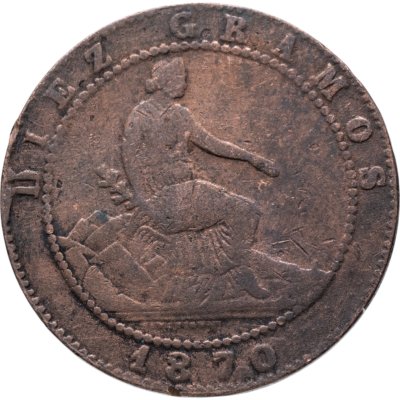 купить Испания 10 сентимо (centimos) 1870