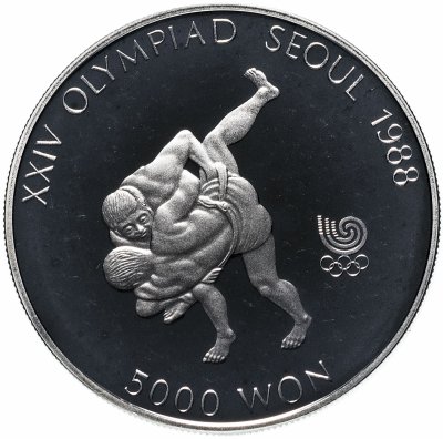 купить Южная Корея 5000 вон (won) 1988 "XXIV летние Олимпийские Игры, Сеул 1988 - Борьба"