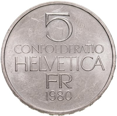 купить Швейцария 5 франков (francs) 1980 "Фердинанд Ходлер - художник"