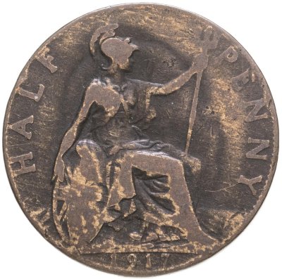 купить Великобритания 1/2 пенни (penny) 1917