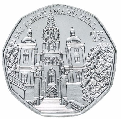 купить Австрия 5 euro (евро) 2007 850 лет Базилике Мариацелль