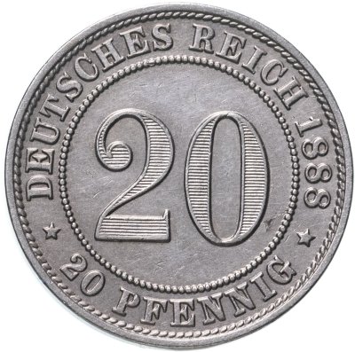 купить Германия 20 пфеннигов (pfennig) "A" 1888