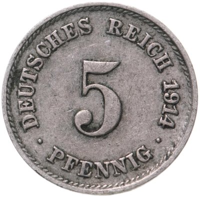 купить Германия 5 пфеннигов 1914 F