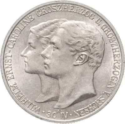 купить Саксен-Веймар-Эйзенах (Германская империя) 2 марки 1903 "Свадьба Вильгельма и Каролины"