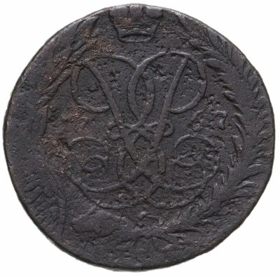 купить 2 копейки 1757 номинал над Св. Георгием, гурт екатеринбургского монетного двора.
