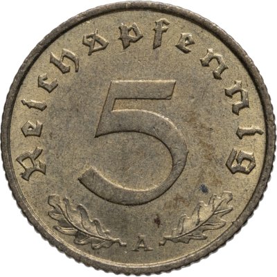 купить Германия (Третий Рейх) 5 рейхспфеннигов 1938 "А"