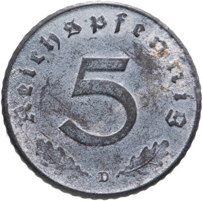 купить Германия, Третий рейх 5 рейхспфеннигов (reichspfennig) 1941, знак монетного двора: "D" - Мюнхен