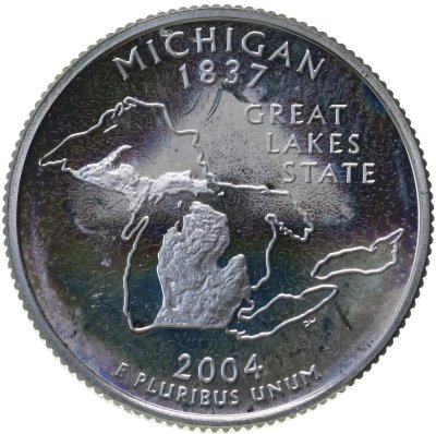 купить США 25 центов (квотер, 1/4 доллара, quarter dollar) 2004 S "Квотер штата Мичиган"