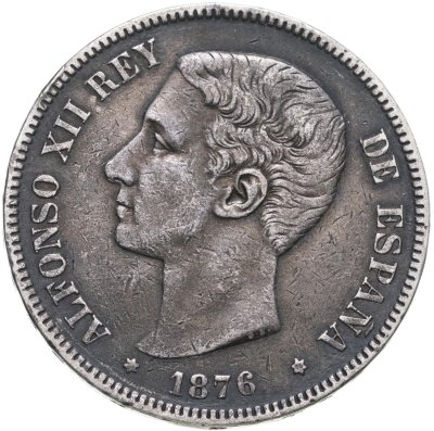купить Испания 5 песет (pesetas) 1876