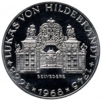 Купить Австрия 25 шиллингов (shillings) 1968 "300 лет со дня рождения Иоганна Лукаса фон Хильдебрандта"