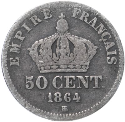 купить Франция 50 сантимов (centimes) 1864