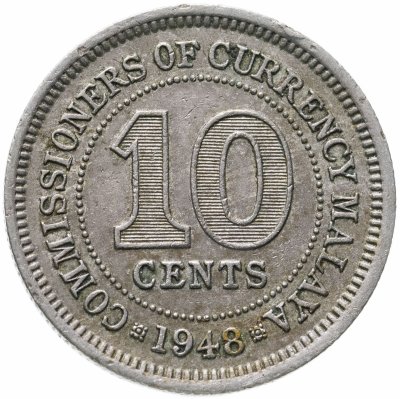 купить Малайя 10 центов (cents) 1948