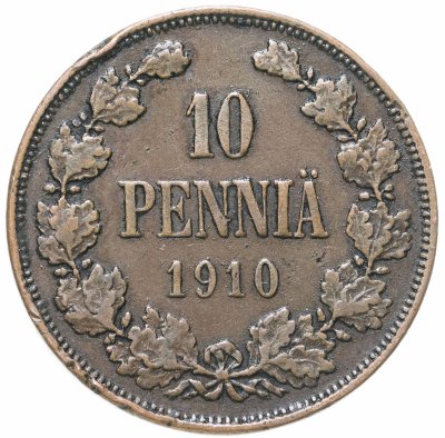 купить 10 пенни 1910, монета для Финляндии