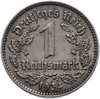 купить Германия (Третий рейх) 1 рейхсмарка (reichsmark) 1934 J