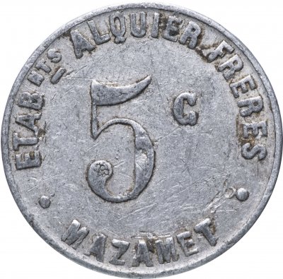 купить Нотгельд Франция 5 сантимов "Коммуна Мазаме" 1922