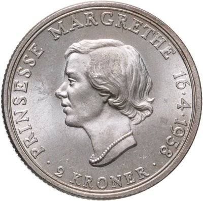 купить Дания 2 кроны (kroner) 1958 "18 лет принцессе Маргрете"