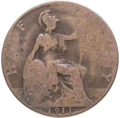 купить Великобритания 1/2 пенни (penny) 1911